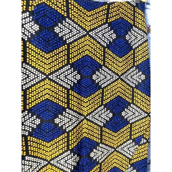 Anthropologie Maeve Kanara Cotton Knit Faux Wrap Geometric Print Pencil Skirt - Picture 8 of 13